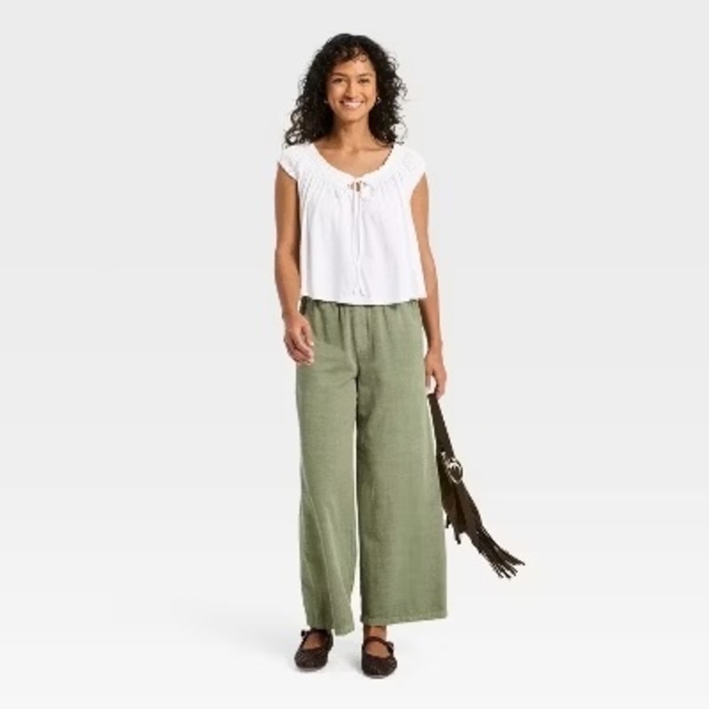 Universal Thread High-Rise Regular Fit Ankle Pull-On Pants Green Size S - Picture 3 of 3